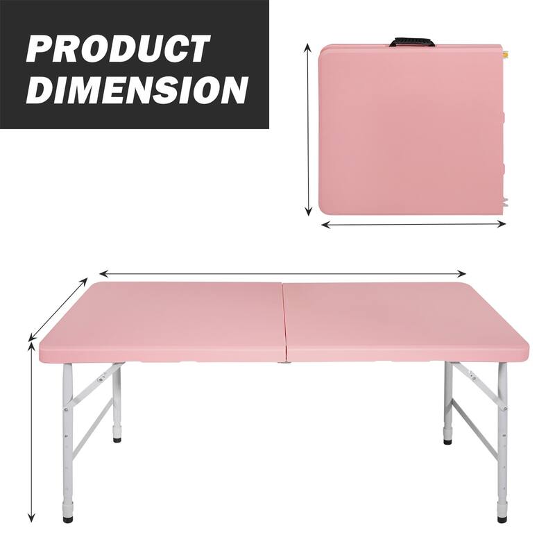 4ft Indoor and Outdoor Portable Foldable Steel Frame Table for Camping