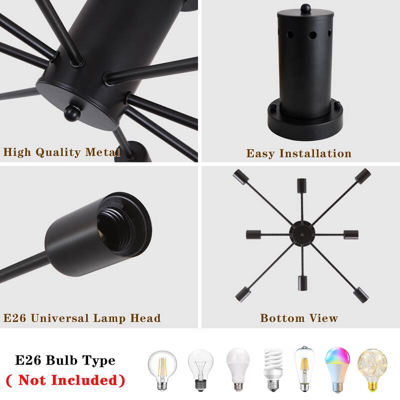 8-Light Modern Semi Flush Mount Lights for Kitchen Study Living Room