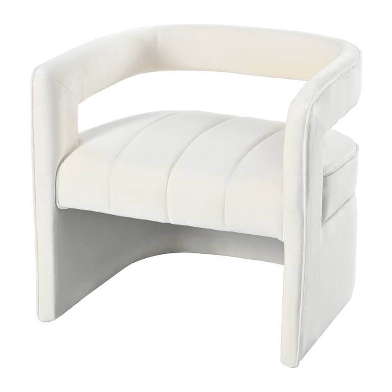 Modern Velvet Accent Chair with Ribbed Detail, Luxury Curved Fully Upholstered Accent Chair