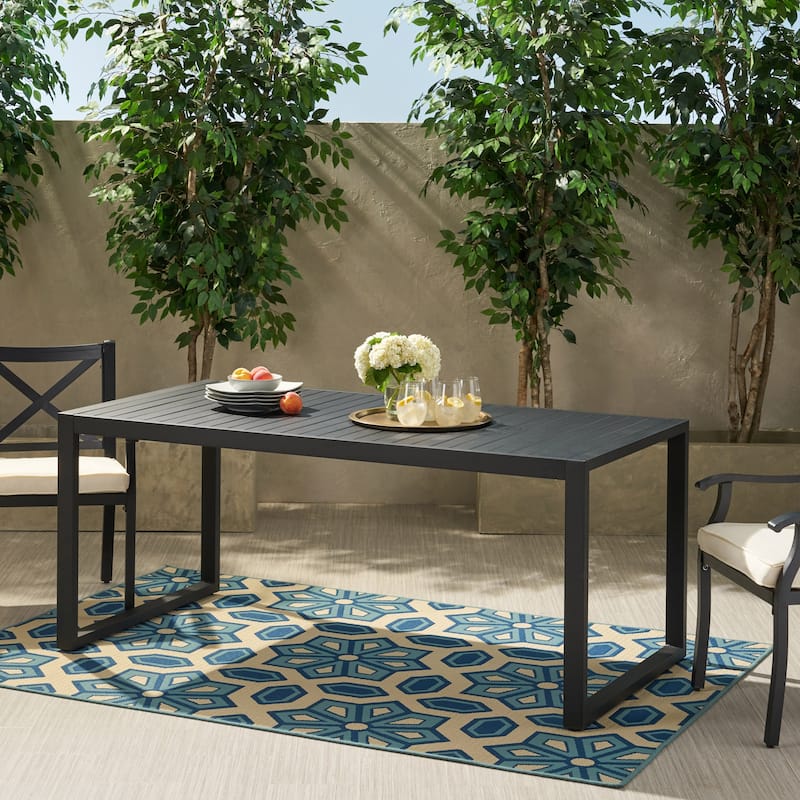 Navan Modern Aluminum Outdoor Dining Table by Christopher Knight Home - Black