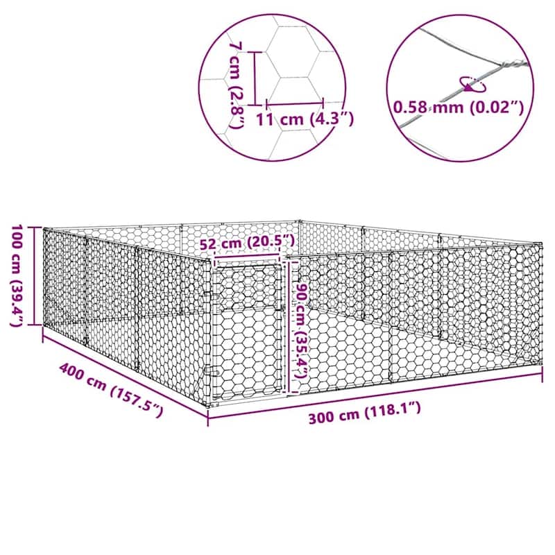 vidaXL Outdoor Dog Kennel Galvanized Steel Large Durable