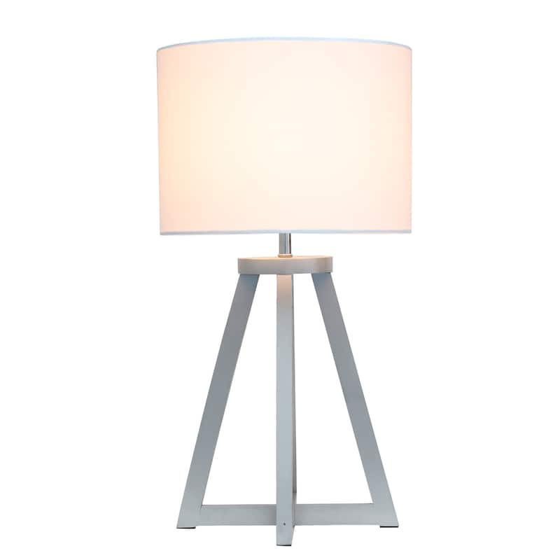 Wood Tripod Table Lamp with Drum Shade for Bedroom Decor - 9.75 x 9.75 x 19 in. (L x W x H)