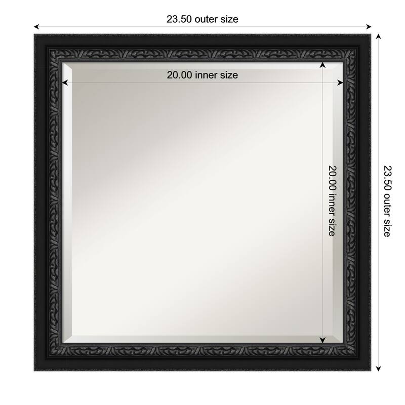 Downton Black Beveled Wood Framed Bathroom Vanity Wall Mirror - Downton Black - 24 x 24 in