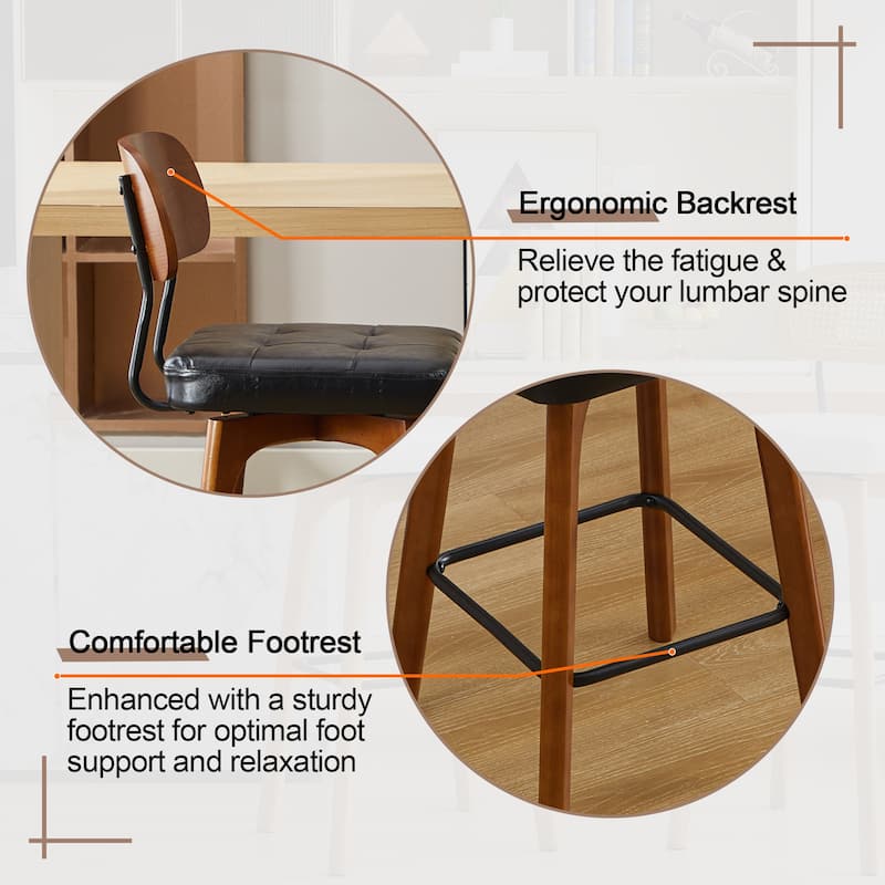 Swivel Bar Stool Set of 2/3/4 with Back Support