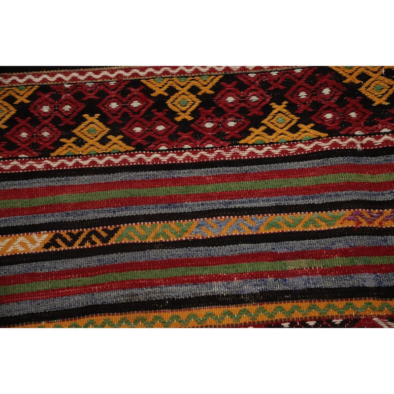 Hand Woven Oriental 100% Wool Carpet Southwestern Tribal Multi-Colored Kilim Area Rug - 7' 2'' X 5' 0''