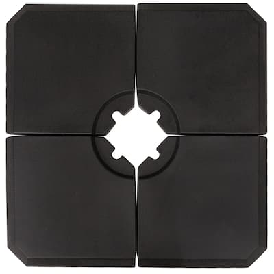 Outsunny Cantilever Umbrella Base Stand Holder with Channel Grooves for Powerful Support, 4-Piece, Black