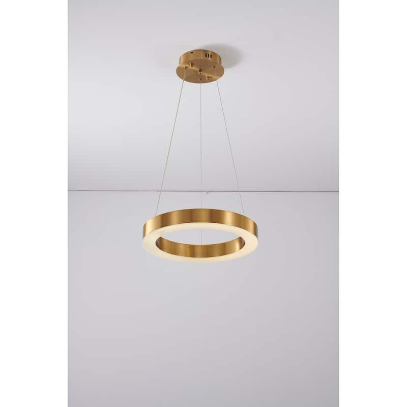 1-Light Gold LED Chandelier With An Acrylic Bottom Len