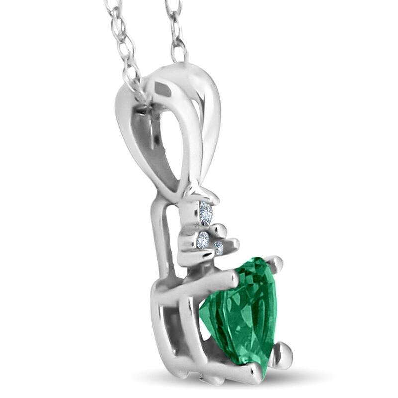 1/2ct Diamond & Emerald Heart Pendant 14K White and Yellow Gold
