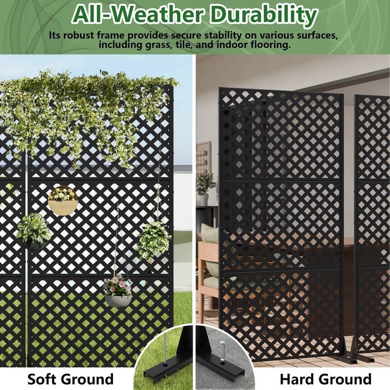 Outdoor Rectangle Privacy Screens Metal Screen Fence Panel Set of 2