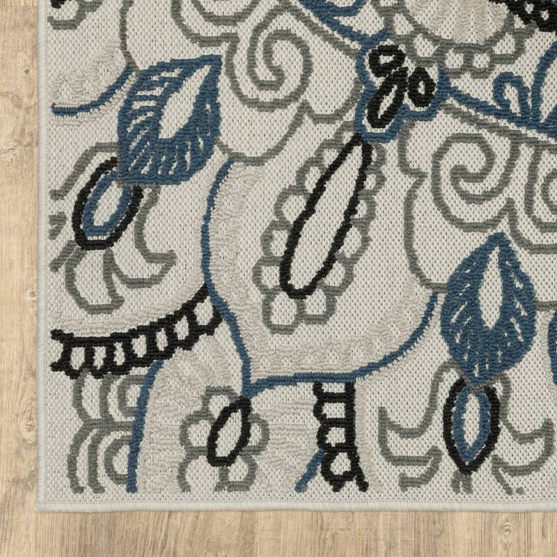 Vista Home Talcot Bohemian Medallion Gray/Blue Indoor-Outdoor Area Rug