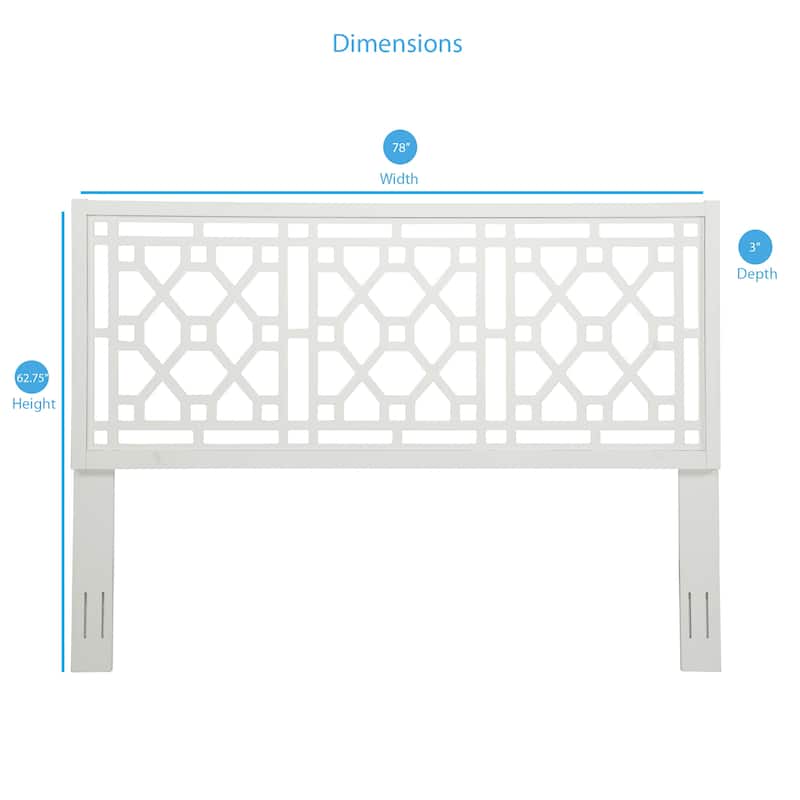 Porch & Den Greenwood Chippendale Headboard - White - King - King