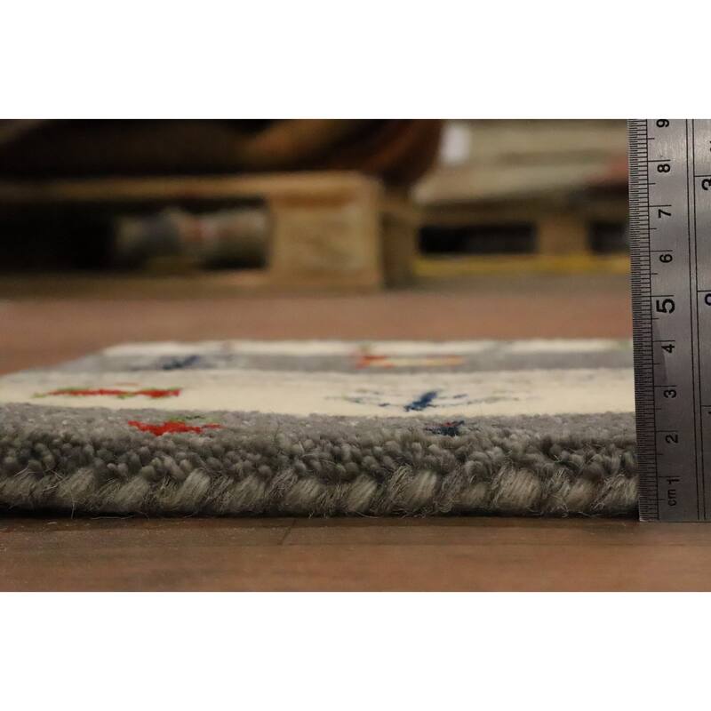 Hand Knotted Oriental 100% Wool Carpet Tribal Animal Pictorial Multi-Colored Gabbeh Area Rug - 1' 4'' X 1' 4''