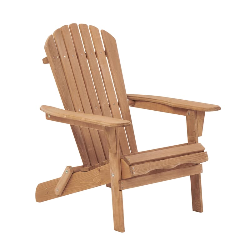 Outdoor Wooden Folding Adirondack Chair Set of 2 with Pre-Assembled BackRest, for Garden Backyard Porch Pool
