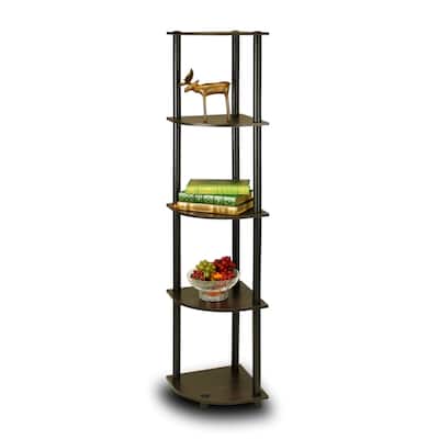 5 Tiers Wood Household Shelving Unit in Espresso/Black (11.6 in. W x 57.7 in. H x 11.6 in. D)