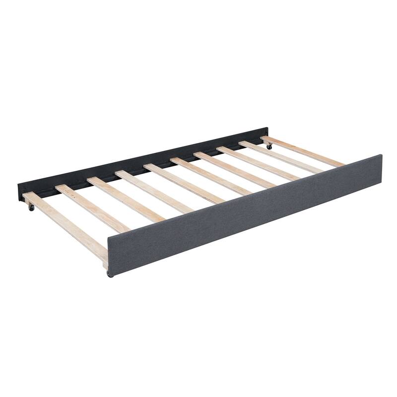 Twin Size Upholstered Sofa Bed Frame with Trundle
