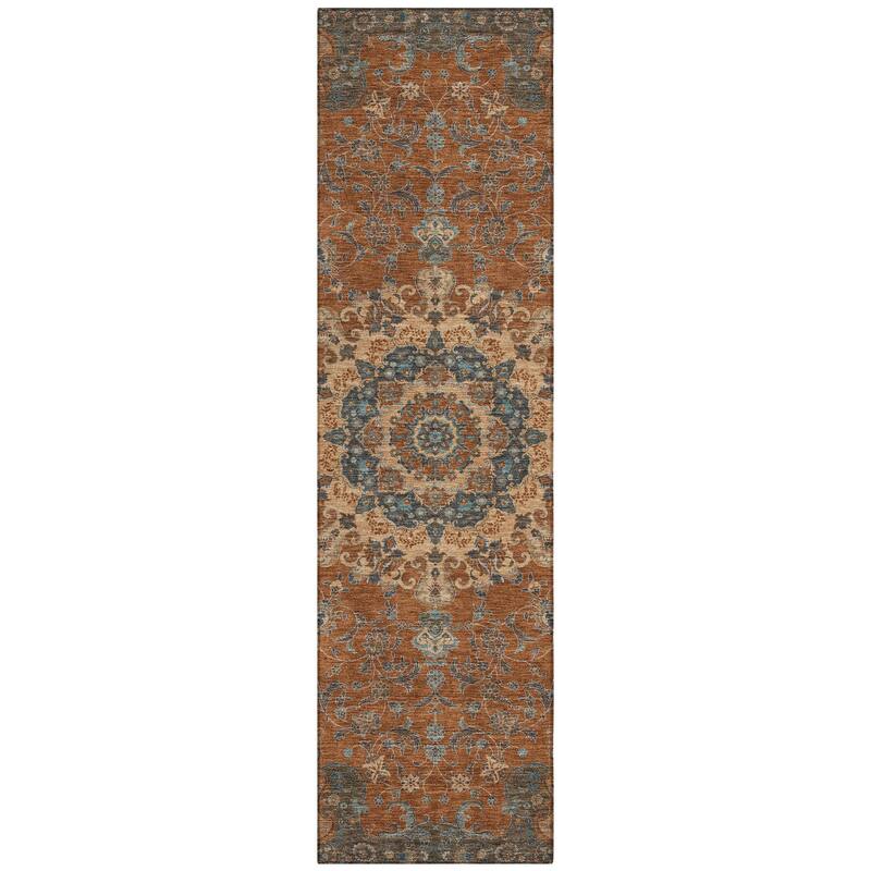 Machine Washable Indoor/ Outdoor Traditional Awaka Chantille Rug