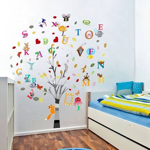 slide 2 of 5, Walplus Colorful Photo Tree Learning Alphabet Wall Sticker Nursery Decor