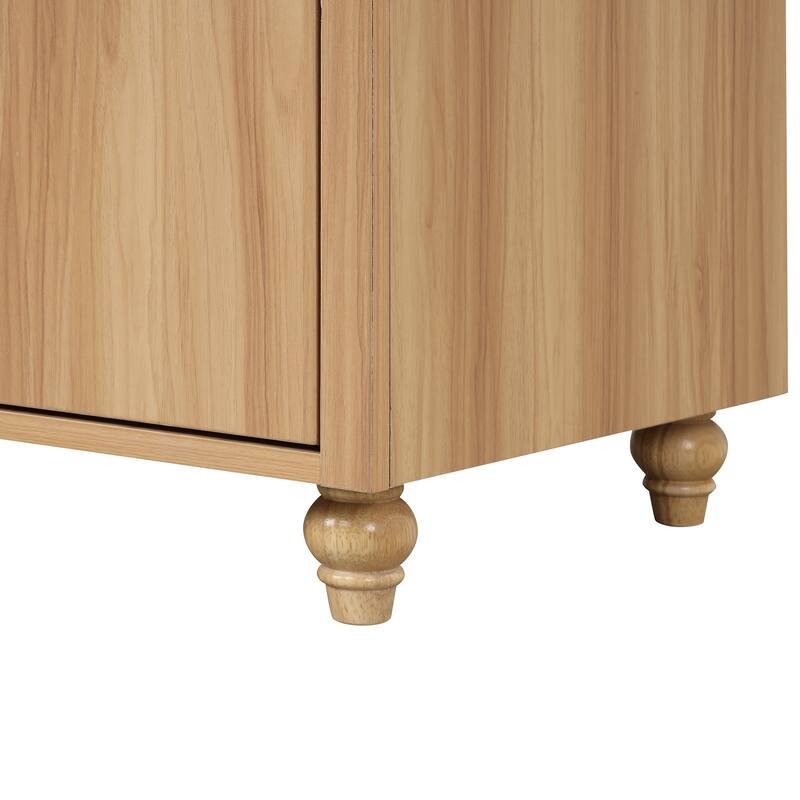 30" Bathroom Vanity with Sink Natural Wooden Storage Cabinet with Door Racks and Adjustable Shelf, Built-in Drawer with Divider