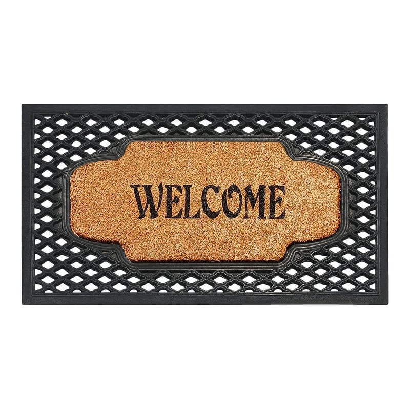 A1HC Rubber/ Coir Brush Welcome Doormat 23" X 38", Mesh Border
