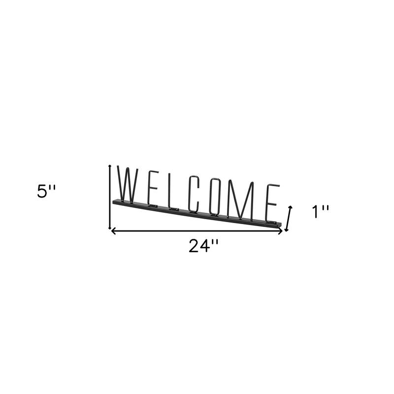HomeRoots 24" Black Metal Welcome Sign Tabletop Sculpture - 1" W x 24" D x 5" H
