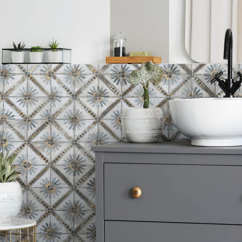 Merola Tile Harmonia Kings Marrakech Blue 13" x 13" Ceramic Floor and Wall Tile