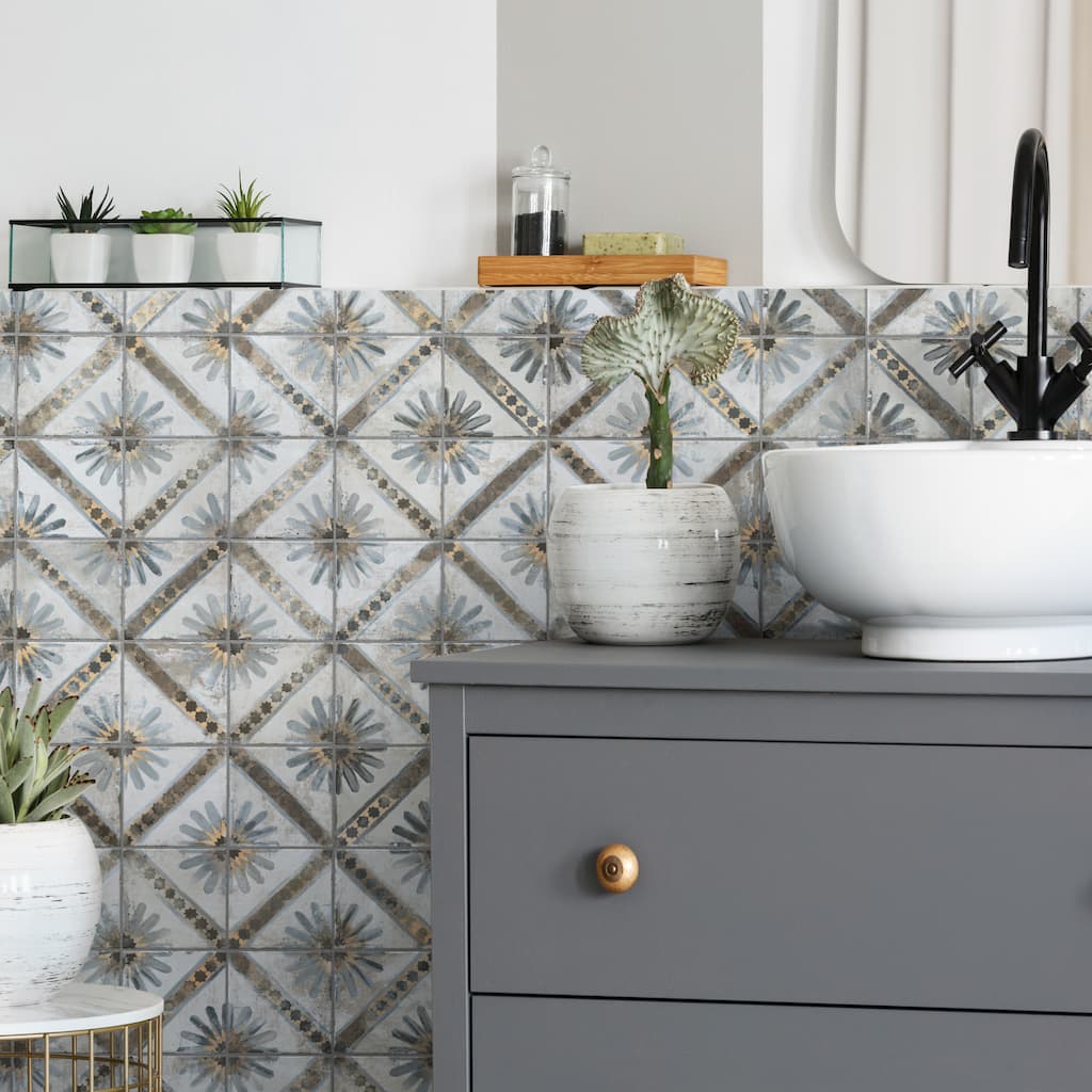 Merola Tile Harmonia Kings Marrakech Blue 13" x 13" Ceramic Floor and Wall Tile