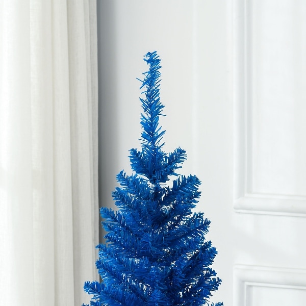 fti リアルツリー青 Slim Pencil Christmas Tree - 5ft/7ft, Lifelike & Flame-Retardant
