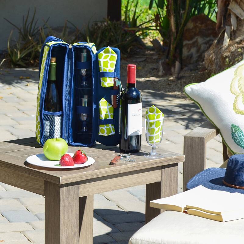 Picnic at Ascot - Insulated Wine Tote with 2 Wine Glasses, Napkins and Corkscrew - Black