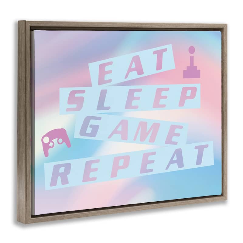 Stupell Pastel Eat Sleep Game Framed Floater Canvas Wall Art Design By Yass Naffas Designs