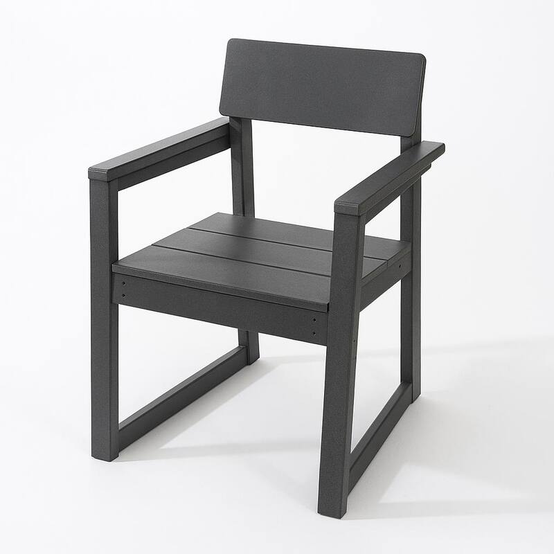 HDPE Outdoor Dining Armchairs, All-Weather Patio Chairs with Backrest & Armrests for Backyard, Deck, Porch, Garden
