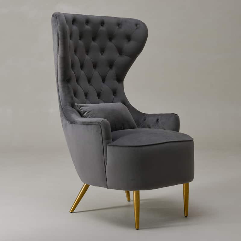 KINWELL Upholstered Tufted Velvet High Wingback Accent Chair