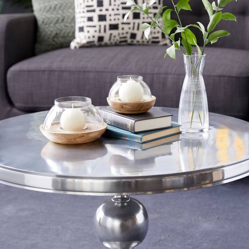 Brown Wood Tealight Hurricane Lamp (Set of 2) - Brown