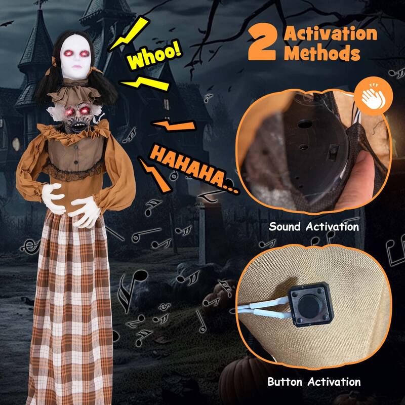 Costway Halloween Animatronics with Red Light Up Eyes Motion & Sound - See Details