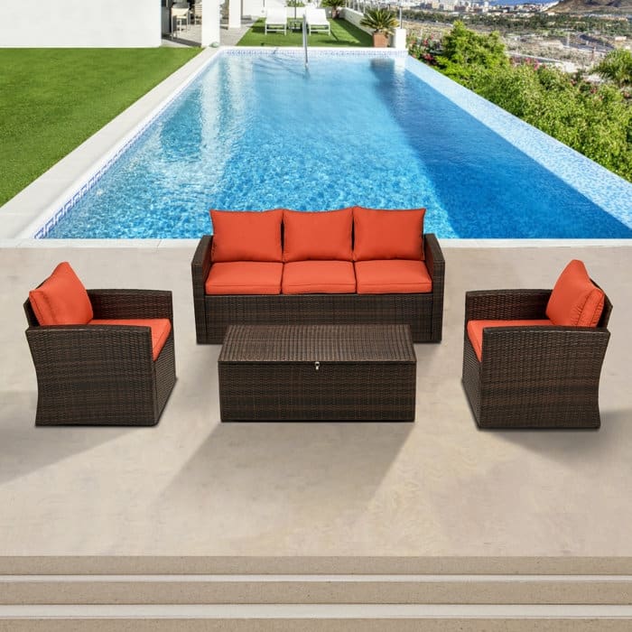 4-piece Wicker Patio Conversation Furniture Set