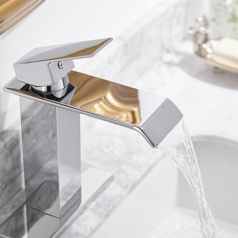 Single-Hole Low-Arc Bathroom Faucet with Drain - Chrome