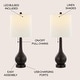 preview thumbnail 12 of 28, Grant 24" Modern Classic Gourd Iron LED Table Lamp with Pull-Chain with Dual USB Charging Port, by JONATHAN Y (Set of 2)
