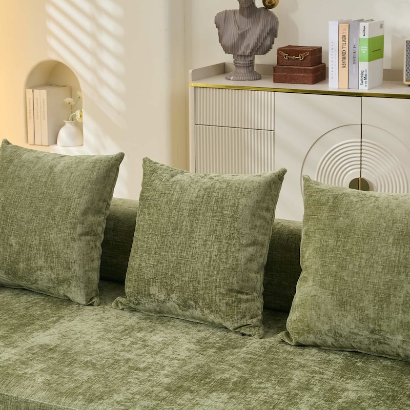 Chenille Floor Sofa Bed - Foldable Mattress Couch with Armrests, Convertible Lounge Chair for Living Room, Bedroom or Studio