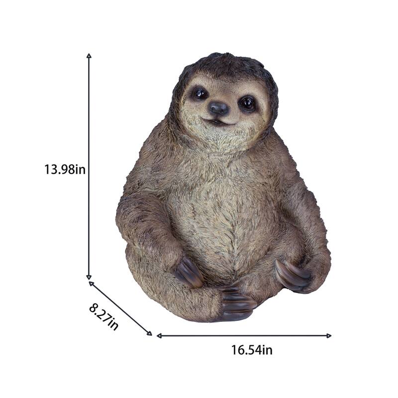 Sitting Sloth Outdoor Garden Statue - 14" - Brown