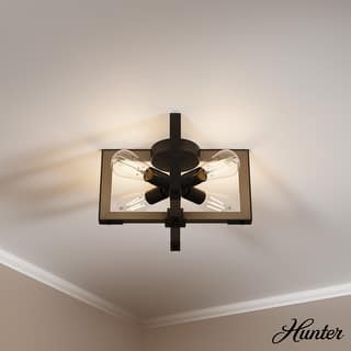 Hunter Woodburn 4-Light Flush Mount Ceiling Light - Farmhouse, Rustic, Mountain
