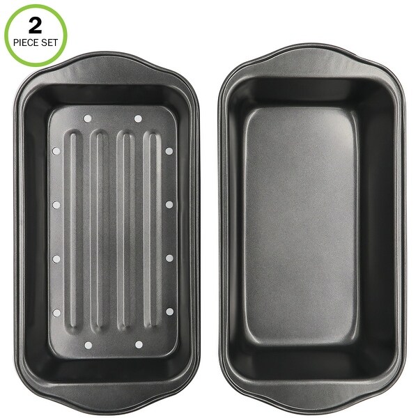 Evelots Meatloaf Pan-Drains Fat-Non Stick-Bread Baking-More Flavor-2 Piece Set. Opens flyout.