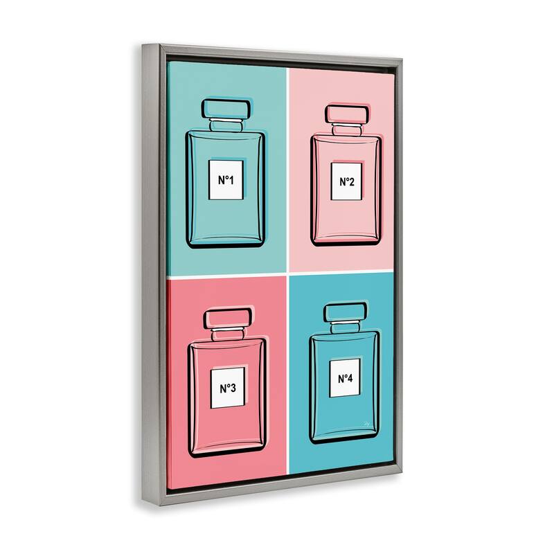 Stupell Pink & Blue Perfumes Framed Floater Canvas Wall Art Design By Martina Pavlova