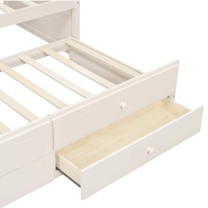 Twin Daybed with Trundle, Twin Size Daybed with 2 Storage Drawers, Wooden Sofa Bed with Upholstered Button Tufted Backrest