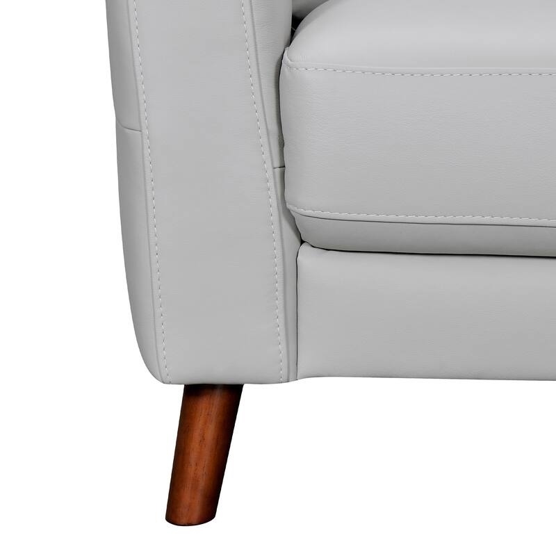 HomeRoots 82" Light Slate Gray Leather Sofa With Brown Legs