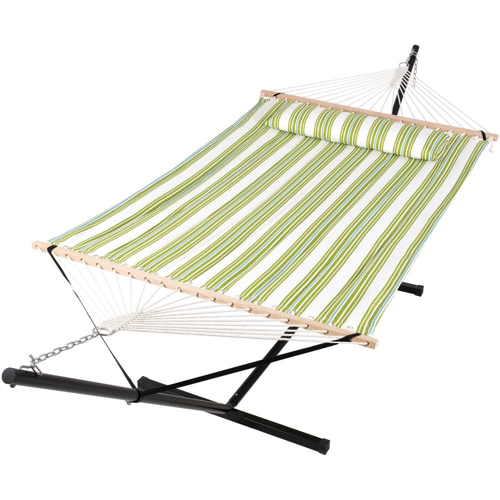 Outdoor Portable Double Hammock with Stand&Pillow Max 475 lbs Capacity