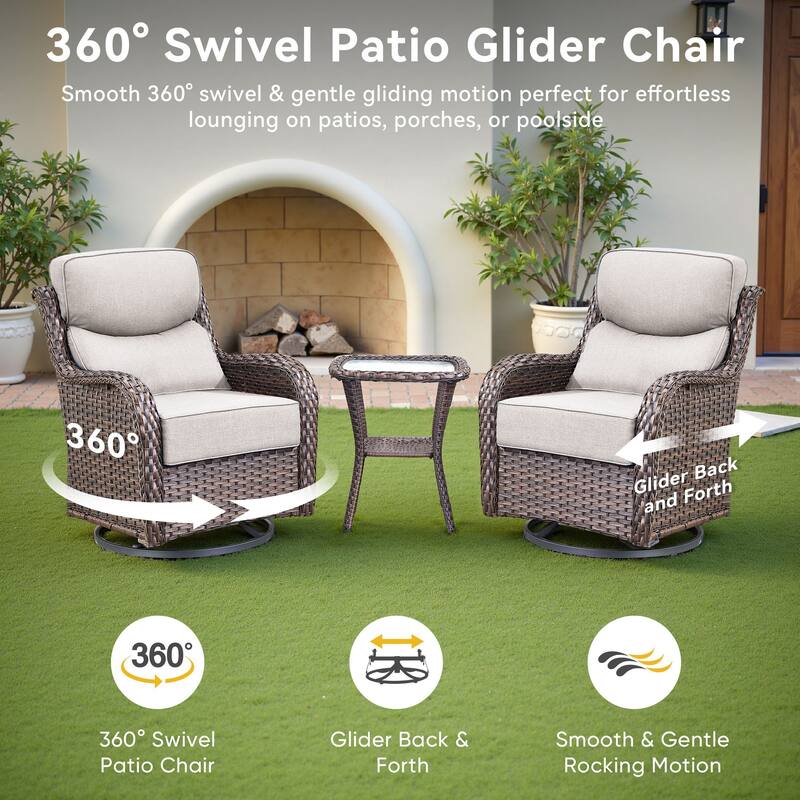 Pocassy 4/5PCS Patio Sofa Swivel Chair with 30" Fire Pit Tab;e
