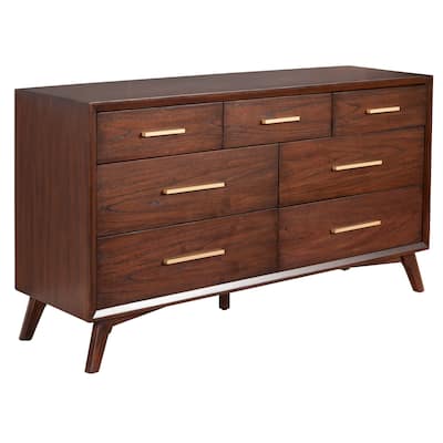 60 Inch Wooden Dresser with 7 Drawers, Brown