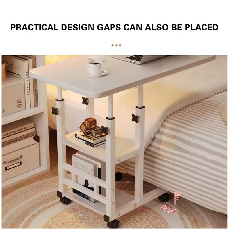 Small Mobile Standing Desk, Adjustable Height Portable Rolling Desk, Tiltable Desk C Shaped End Table For Couch