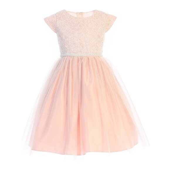 pearl pink flower girl dress