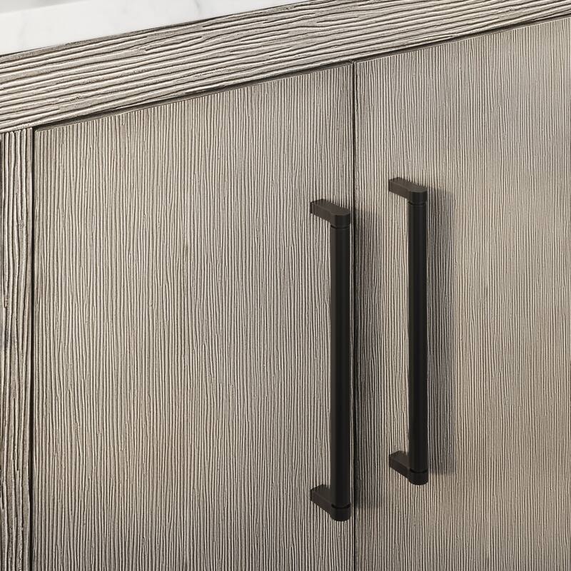 Hugo 30 In. Marble Countertop Vanity in Grey Oak with Mirror