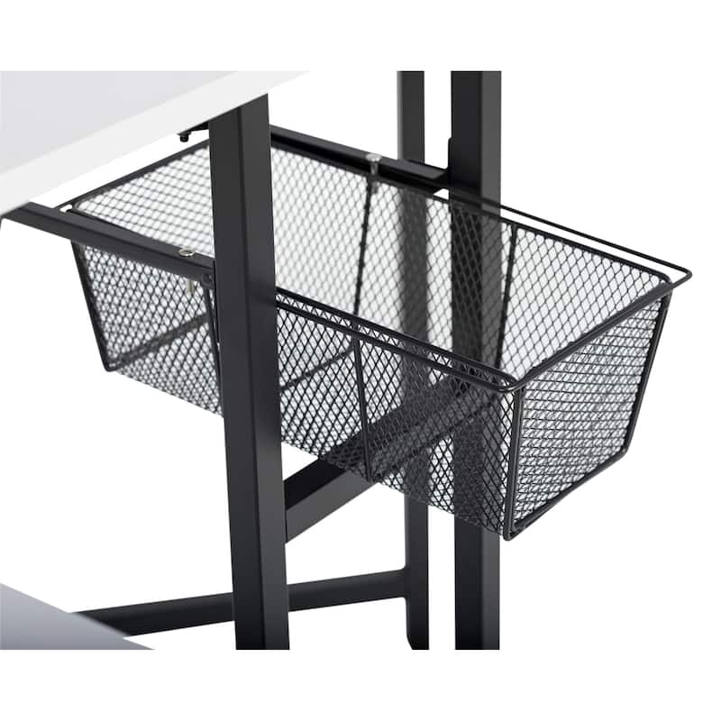 Sew Ready Standing Height (36" H) Mobile Folding Expandable Fabric and Die Cutting Table with Craft Storage- Charcoal / White